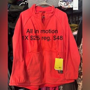 Size 1X All in Motion Bright Red Hooded Jacket